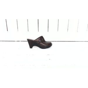 Dark Brown Leather Born Clogs Leather Wedge Sanda… - image 1